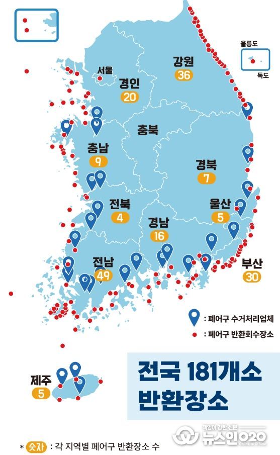 회수관리 장소(전국 181개소)
