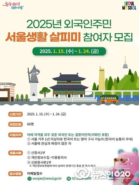 2025년 외국인주민 서울생활살피미 모집 공고 포스터