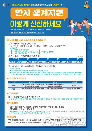 한시 생계지원 안내문