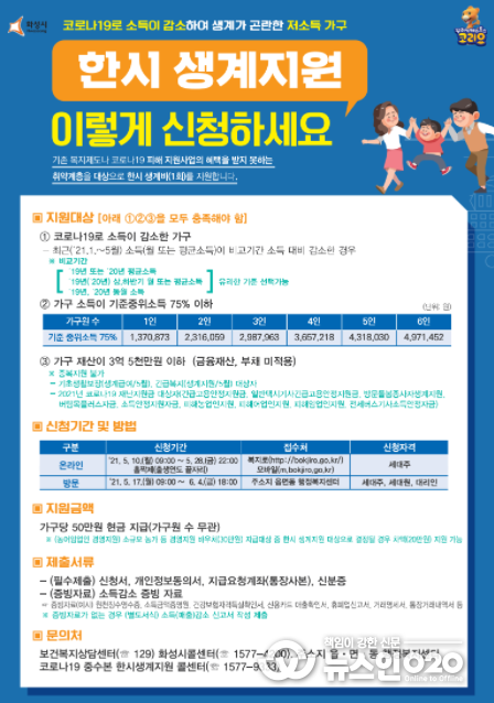 한시 생계지원 안내문