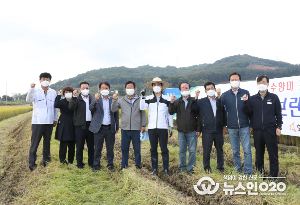 서철모 화성시장, 수향미 벼베기 현장 격려방문