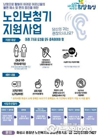 화성시, 2024년 노인 보청기·성인용 보행기 지원 대상자 모집