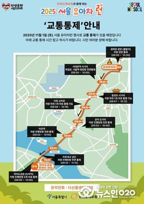 '2025 서울 유아차 런' 교통통제 안내문