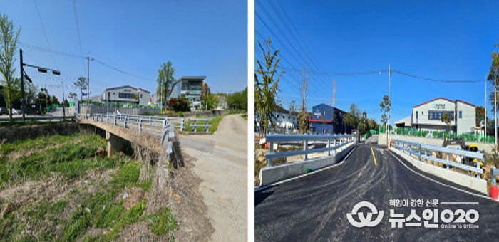 예지교 확장 공사 전(왼쪽)과 공사 후(오른쪽) 모습