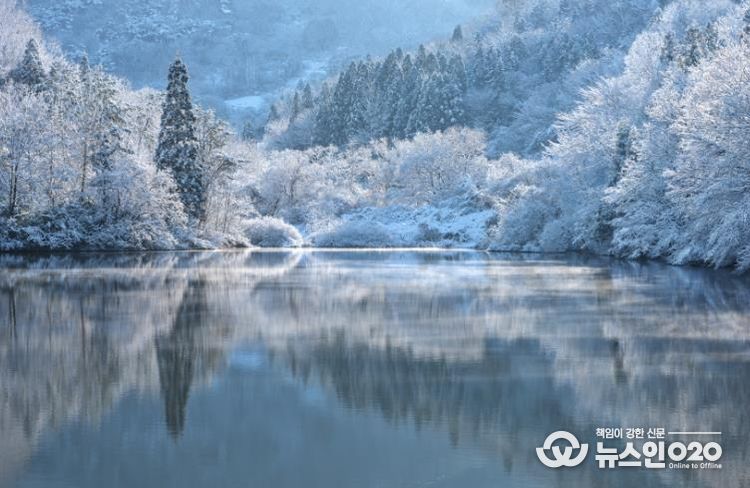 화순 세량제의 겨울아침(정인희 작품).