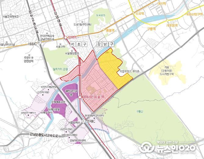 (위치도) 개포ICT특정개발진흥지구(노란색)