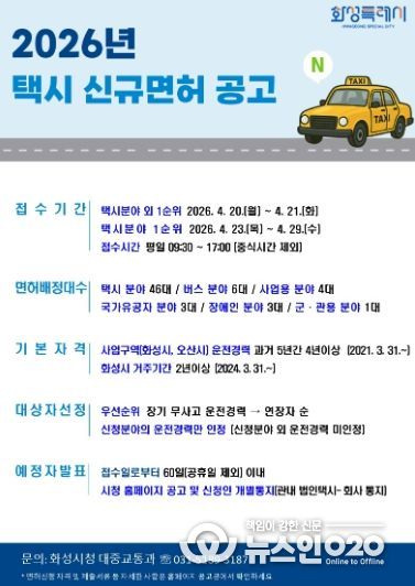 2026년 택시 신규면허 발급 안내 포스터